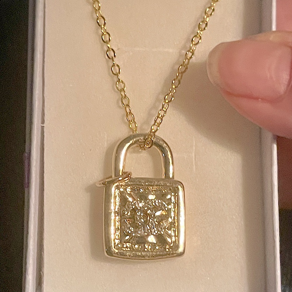 NIB Gold CCPadlock Pendant with Crystal Accents